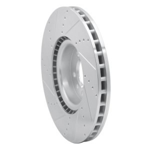 Land Rover Range Rover Brake Rotor (1) - Front Right - R1 Concepts - Drilled & Slotted - Silver - `10-`17